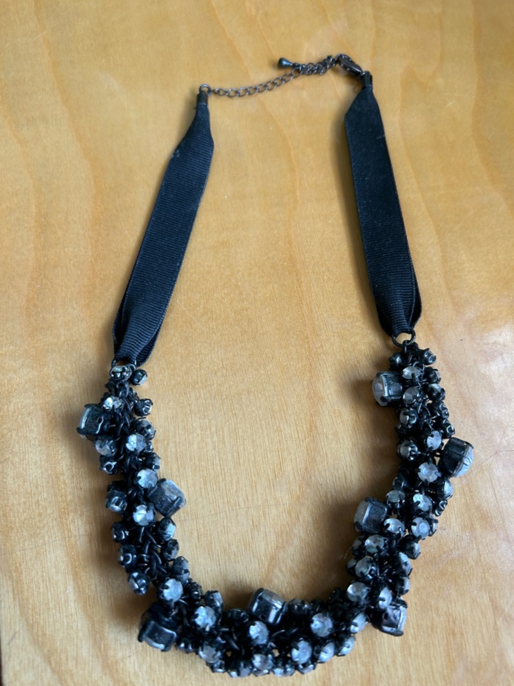 Elegant Black Crystal Cluster Statement Necklace